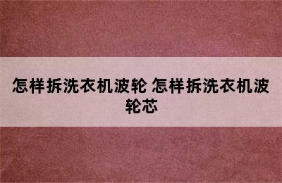 怎样拆洗衣机波轮 怎样拆洗衣机波轮芯